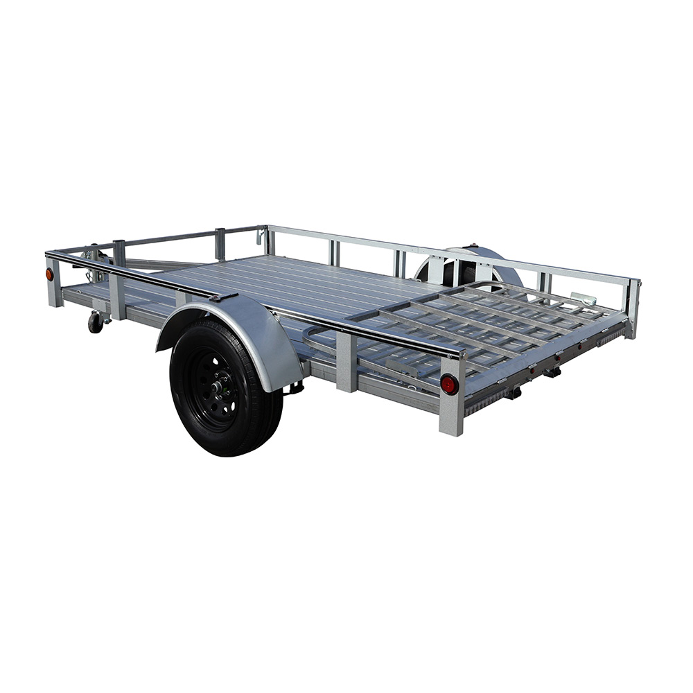 6’ x 10’ Rail Side Utility Trailer w/ 3’ Landscape Gate rear view with gate folded in